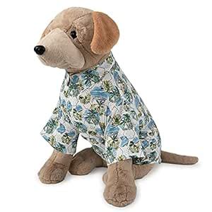 15 Buttons Regular Fit Collared White Printed Shirts for Dogs - M ...