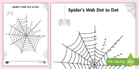 Spider's Web Dot to Dot with Numbers 1 to 20