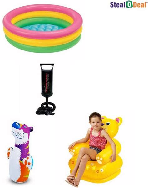 INTEX Stealodeal 3 Feet Kids Bath Water Tub With Air Pump With Tiger ...