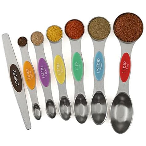 Magnetic Measuring Spoons Set Stainless Steel Dual Sided Stackable ...