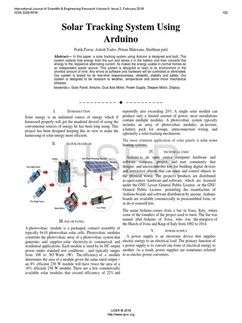 Solar Tracking System Using Arduino | PDF | Photovoltaic System | Photovoltaics