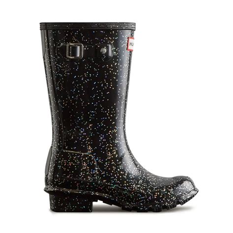 Big kids's Big Kids Original Giant Glitter Rain Boots - Black | Hunter ...