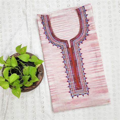 AHANA-Pure Cotton Handloom Textured Stripes With Beautiful Embroidered ...