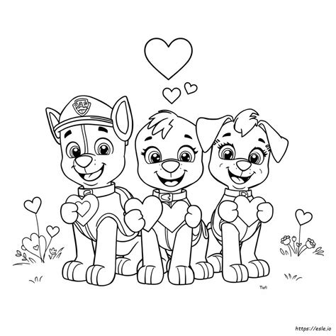 Yazdırılabilir Paw Patrol Sevgililer Günü Boyama Sayfaları