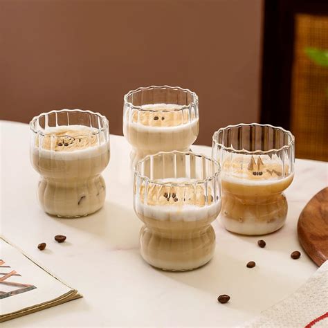 Transparent Curvy Glass Tumbler Set Of 4 300ml Online - Premium Tumbler ...