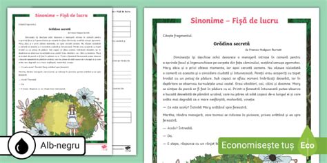 Sinonime – fișă de lucru 9-12 ani | Twinkl România