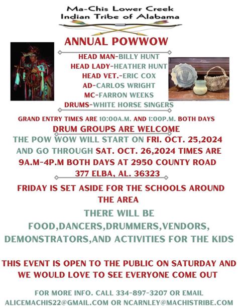 Ma Chis Lower Creek Indian Tribe of Alabama Pow Wow 2024 – Pow Wow Calendar