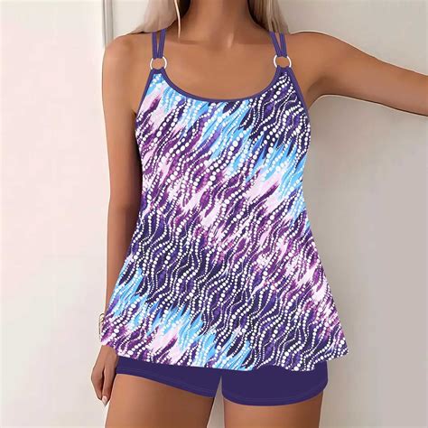 Ayolanni Tankini Womens Swimsuits Modest Separate Boho Purple Two-Piece ...
