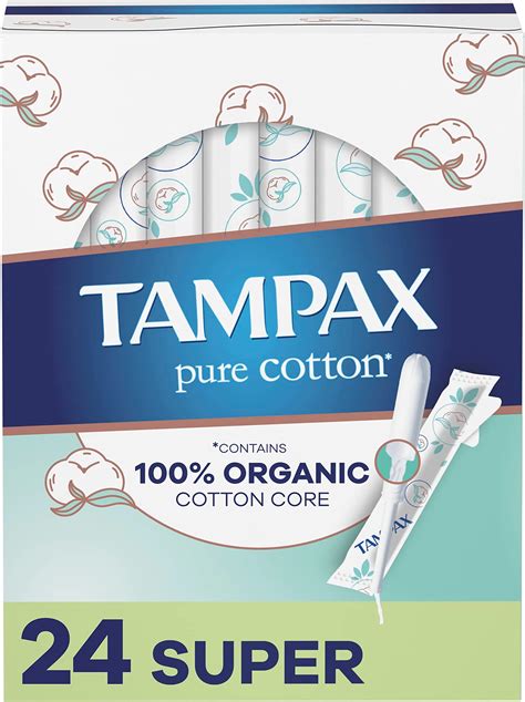 Amazon.com: TAMPAX Pure 100% Organic Cotton Core Super Absorbency ...