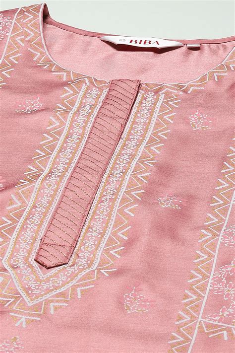 Buy Dusty Pink Printed Straight Kurta Online at Biba India