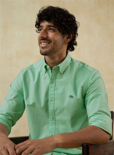 Buy Sea Amulet Shirt | Casual Green Solid Shirts for Men Online | Andamen