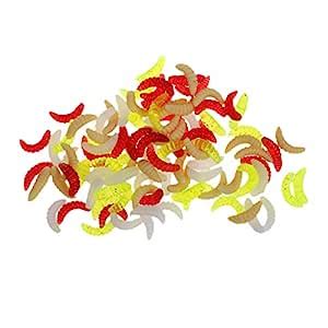 Kawn 100 Pieces Soft Plastic Fishing Lures Artificial Baits Maggots ...