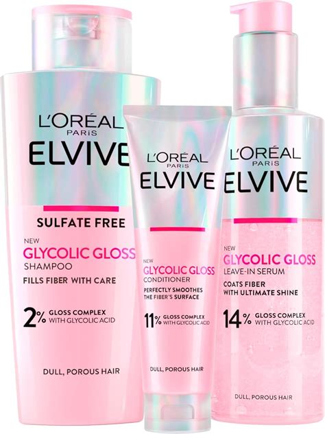 L'Oreal Paris Elvive Glycolic Gloss Conditioner 150ml + Shampoo 200ml ...