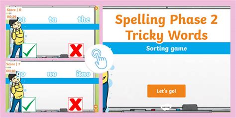 Phase 2 Tricky Words Spelling Sorting Game - Interactive