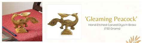 Buy ExclusiveLane 'Gleaming Peacock' Brass Table Diya for Puja Room ...