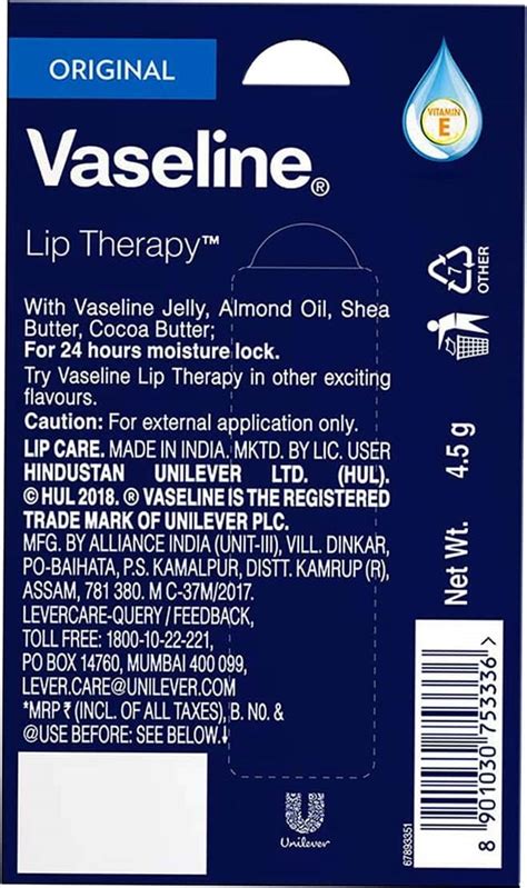 Buy VASELINE LIP THERAPY ORIGINAL CHAPSTICK-4.5 G Online & Get Upto 60% ...