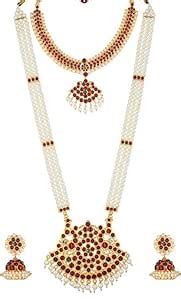 Buy Elite Trade Three piece bharatnatyam jewelry Set ( Red ) For Women ...