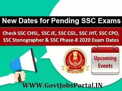 Re-Schedule of all Pending SSC Exams - NEW EXAM DATES FOR SSC EXAMS