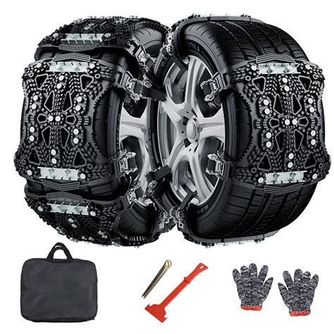 Ficisog 6 Pack TPU Snow Chains, Anti Slip Tire Chains for Car/SUV/Pickup Truck, Tire Width 6.5 ...