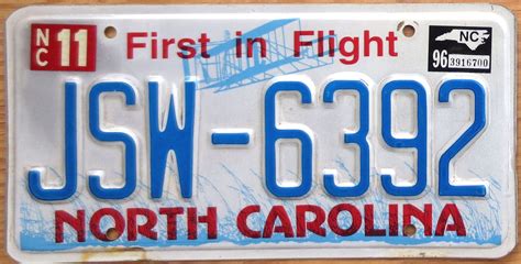 1996 North Carolina vg | Automobile License Plate Store: Collectible ...