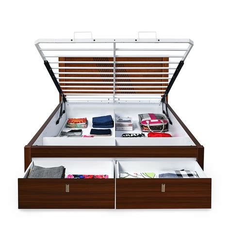 Electra Premier Bed with Full Hydraulic Storage (Walnut) | Nilkamal Homes