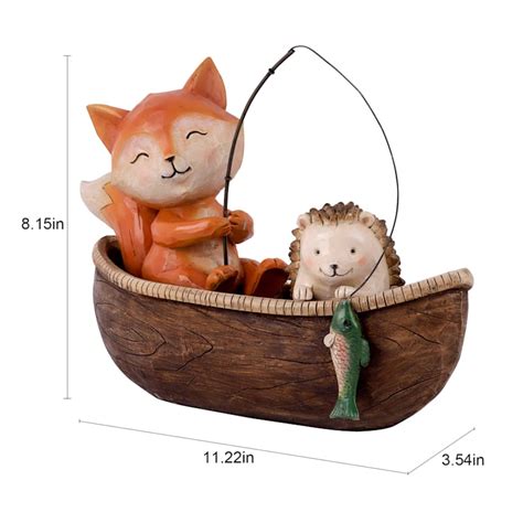 Fox Fishing Outdoor Garden Statue, 11" | At Home