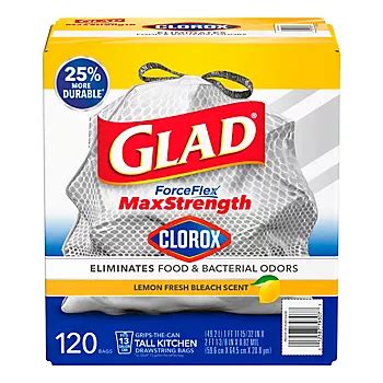Glad ForceFlex Plus w/ Clorox Tall Kitchen Trash Bags, 120 ct. | BJ's ...