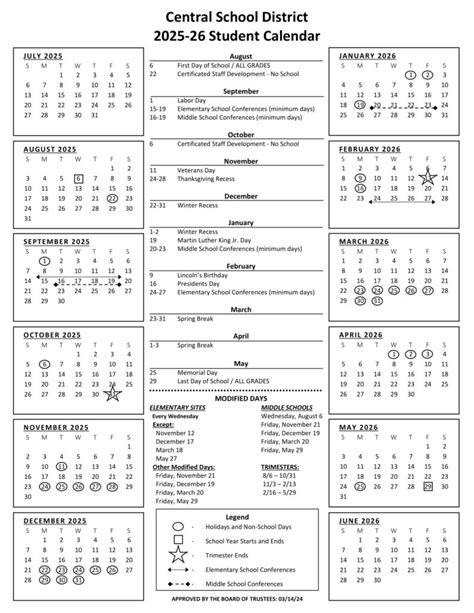 Central School District 25-26 Calendar [PDF] - EduCounty