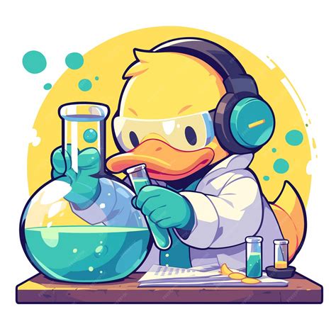 Premium Vector | A diligent duck scientist cartoon style