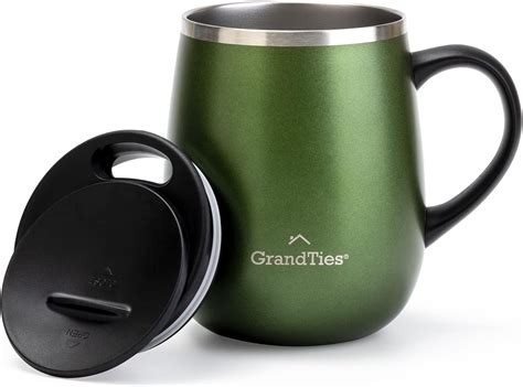 Buy GrandTies Insulated Coffee Mug with Handle - Sliding Lid for Splash ...