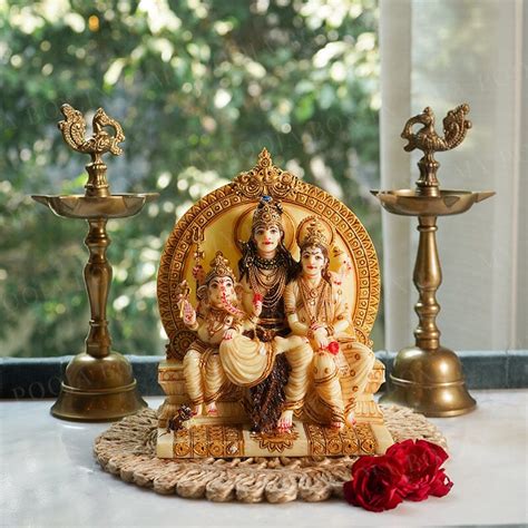 Buy Golden Marble Dust Shiv Parivar Idol Online in India - Mypoojabox.in