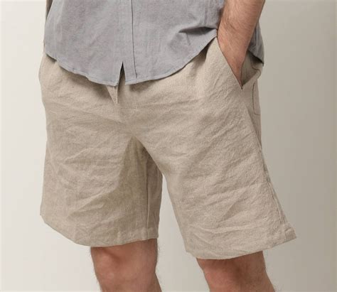 Linen Men Shorts Gift for Dad Linen Summer Shorts With - Etsy