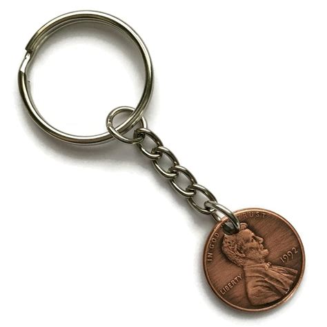 Buy Lucky Penny Stainless Steel Keychain Coin Copper Lincoln Birth Year ...