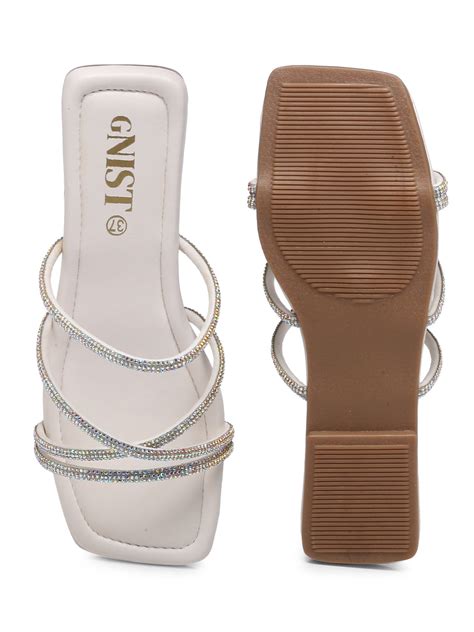 GNIST White Rhinestone Embellished Flats – Gnist Footwear