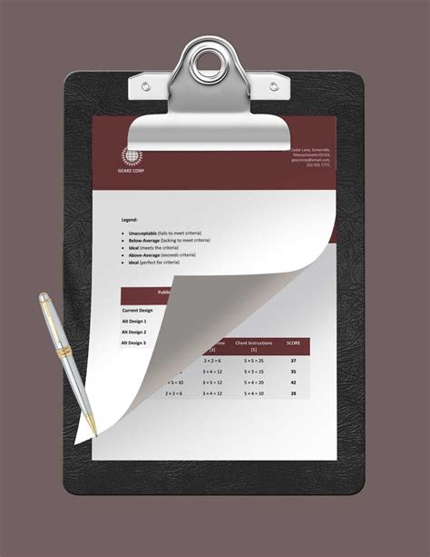 Image result for Decision Matrix Template Design