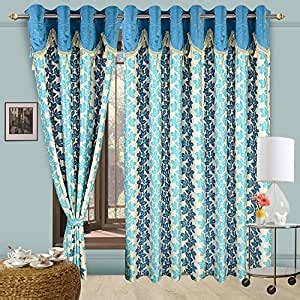 Buy Cortina Fancy Precious 402 5FTx4FT Window Curtains (Blue) Online at ...