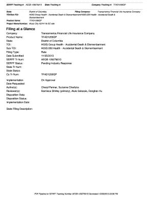 Fillable Online disb dc SERFF Tracking Project NameNumber Filing at a ...