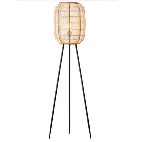 Wood and Natural Linen Floor Lamp