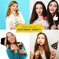 SYGA Black and Golden Birthday Party Photo Booth Props Craft Item (Set ...