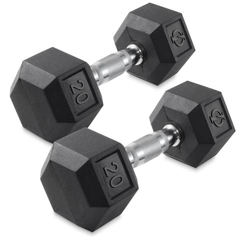 Philosophy Gym 20-lb Pair Rubber Coated Hex Dumbbell - Cast Iron Hand ...