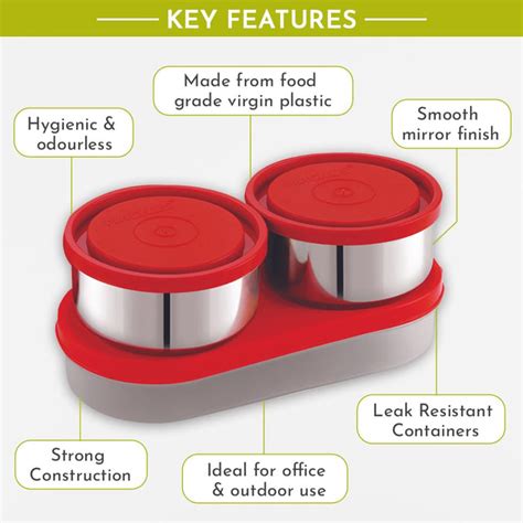 Buy Magnus Fancy 3 Steel Lunch Box Set with Leak-Proof Containers, 3 ...