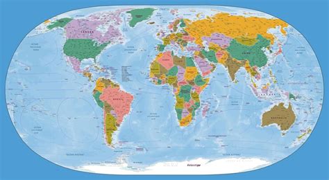 Detailed political world map spanish language equirectangular ...