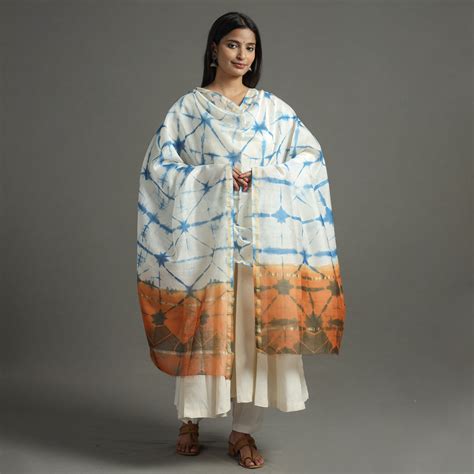 Shibori Tie-Dye Handloom Chanderi Silk Dupatta with Zari Border 66