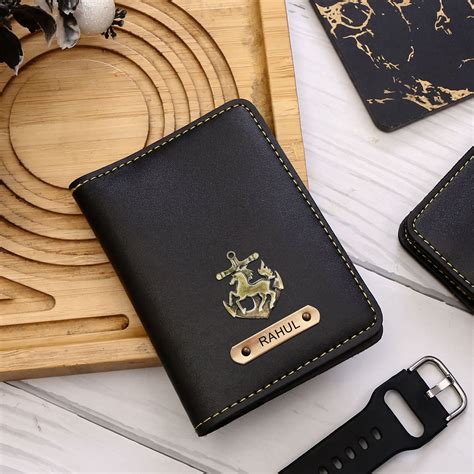 Personalized Black Card Holders with Name & Charm
