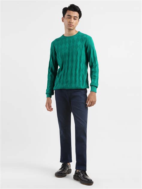 Men's Self Design Green Crew Neck Sweater – Levis India Store