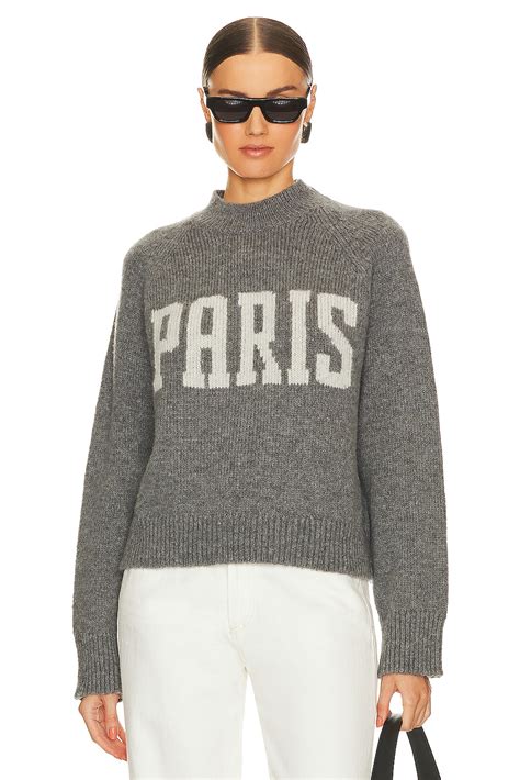 ANINE BING Kendrick Sweater University Paris in Charcoal | REVOLVE