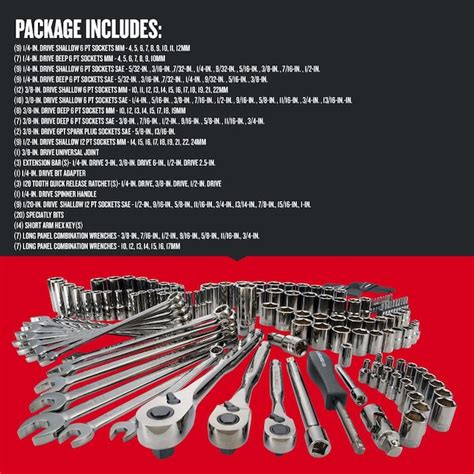 CRAFTSMAN 150-Piece Standard (SAE) and Metric Gunmetal Chrome Mechanics ...