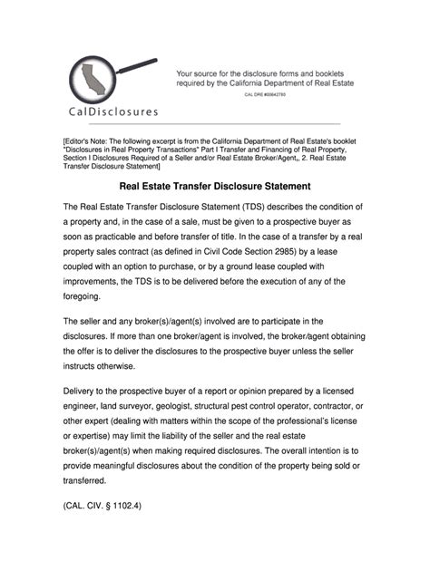 Fillable Online real estate transfer disclosure statement form Fax ...