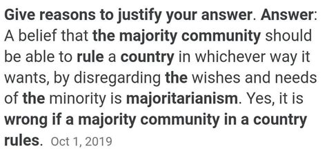 what is majoritarianism?is it wrong if a majority community in a ...