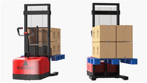 Powered Stacker Everest Red with Stack of Boxes 3D | 3D Molier ...